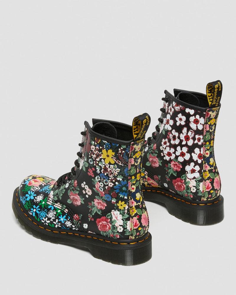 Dr Martens 1460 Pascal Floral Mash Up Læder Snørestøvler Dame Hvide | DK 186OKI